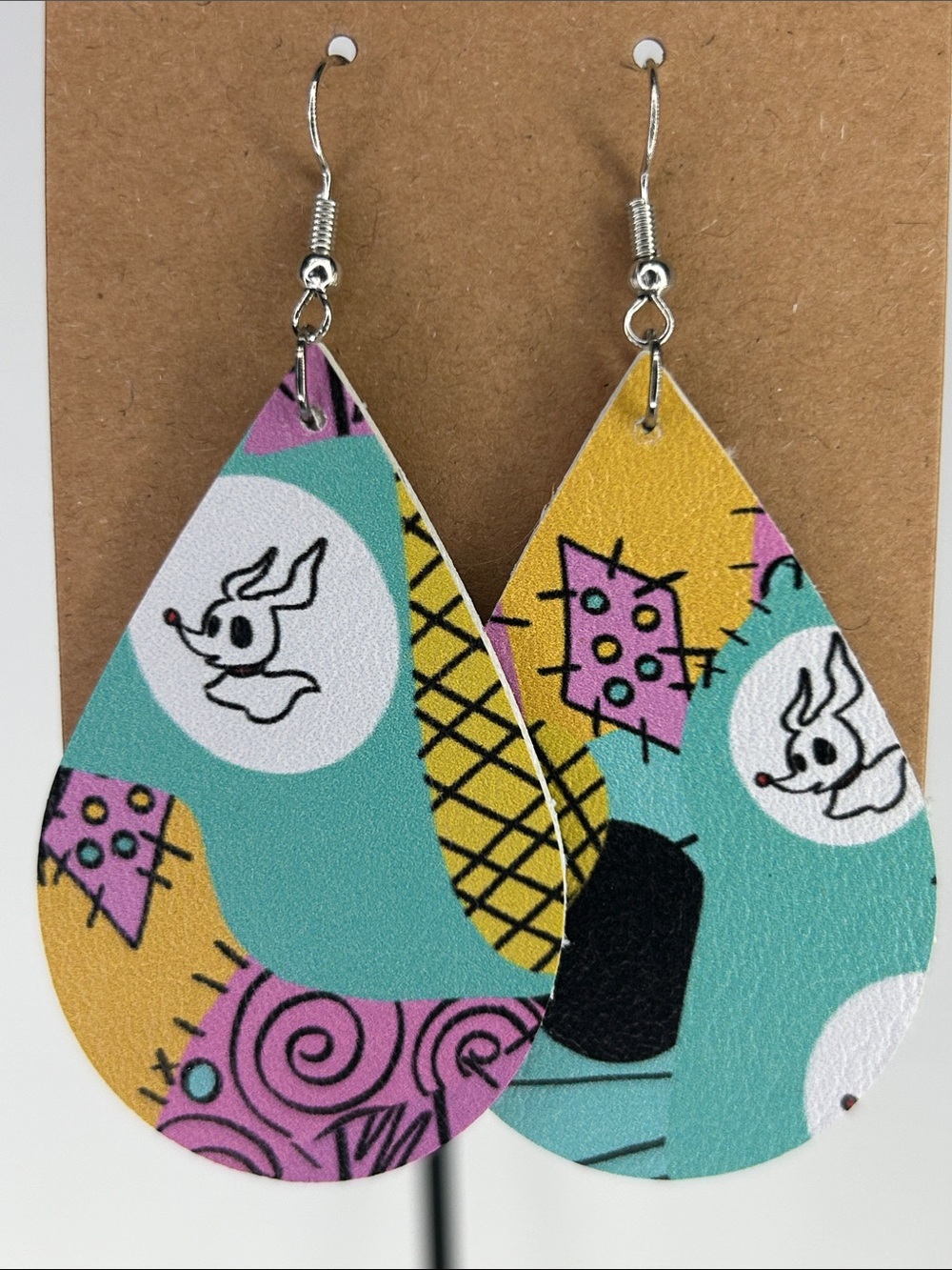 Sally Dress Pattern Nightmare Before Christmas Faux Leather Teardrop Earrings